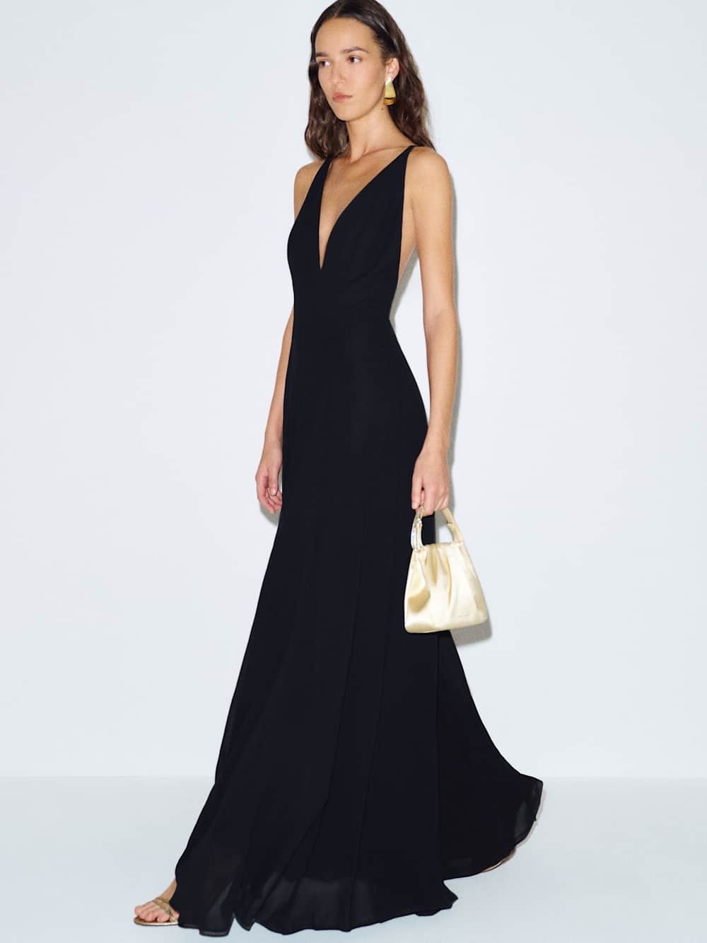 Reformation Carissa Black V-Neck Dress